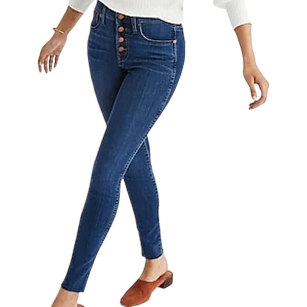 Madewell 10" High Rise Skinny Jeans Button Fly Denim Brinville Wash Blue 23